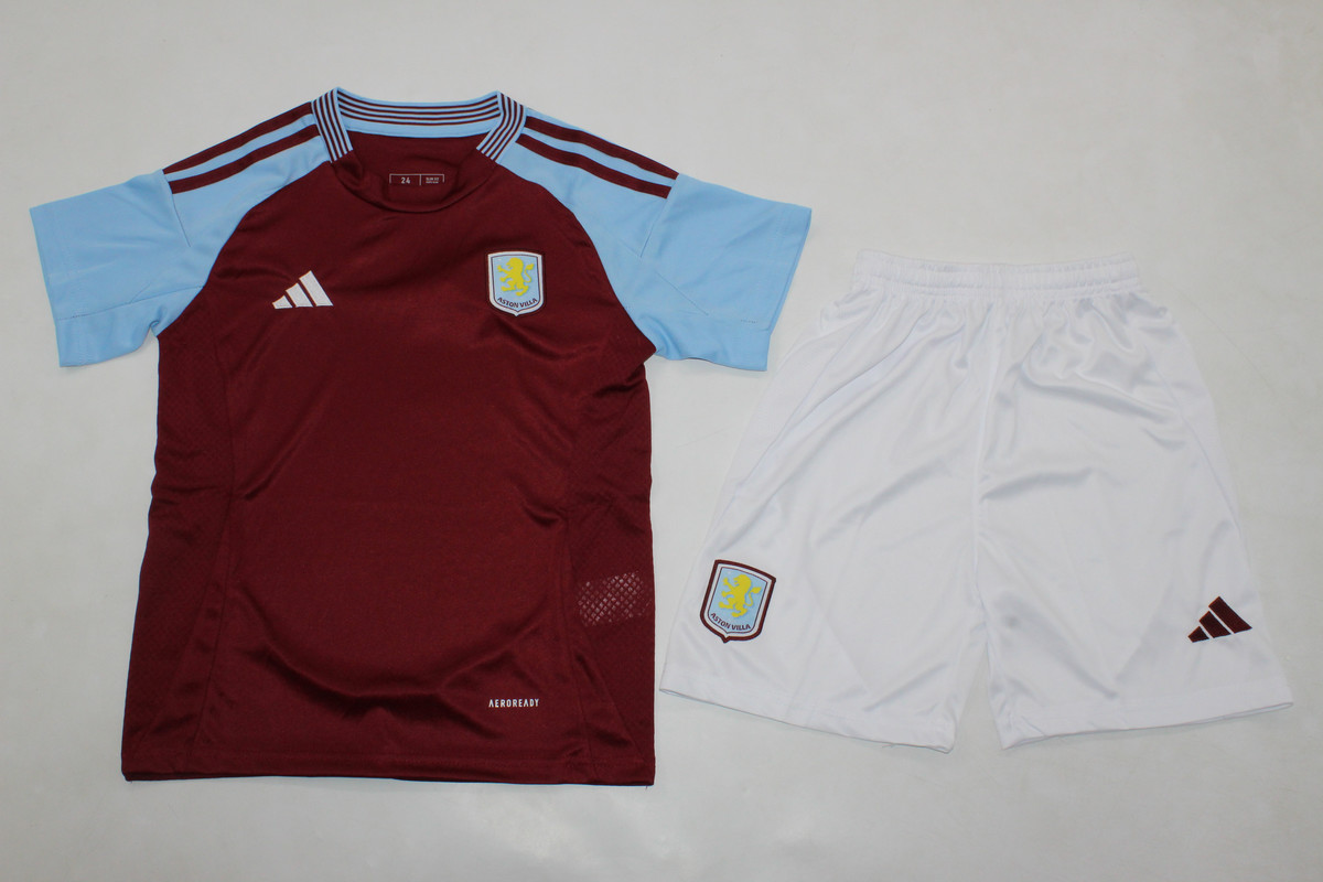 Kids-Aston Villa 24/25 Home Soccer Jersey